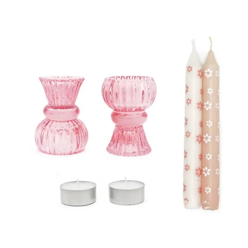 With Love Seasons Giftbox Duo Candle Pink Flower kaarsen in kandelaars.webp