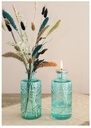 Gekleurd glazen fles Berlin Soft blue  / stuk Grotere fles ook voor olielamp bottle Ø9cm  h. 21 cm