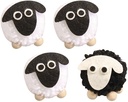 Pompon schaap, 5cm °, om te hangen, 3x wit  1x zwart, Box 4 Schaapjes