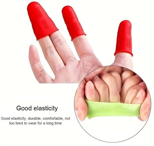 Vingerbeschermers voor lijmpistool, haarstyling, handwerken ROOD set van 5 Met grip voor meermalig gebruik