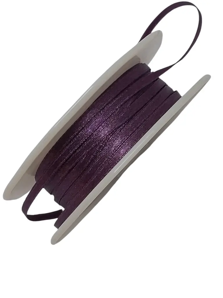 Dubbelsatijn lint 407 Donkeraubergine 3 mm rol 50 meter