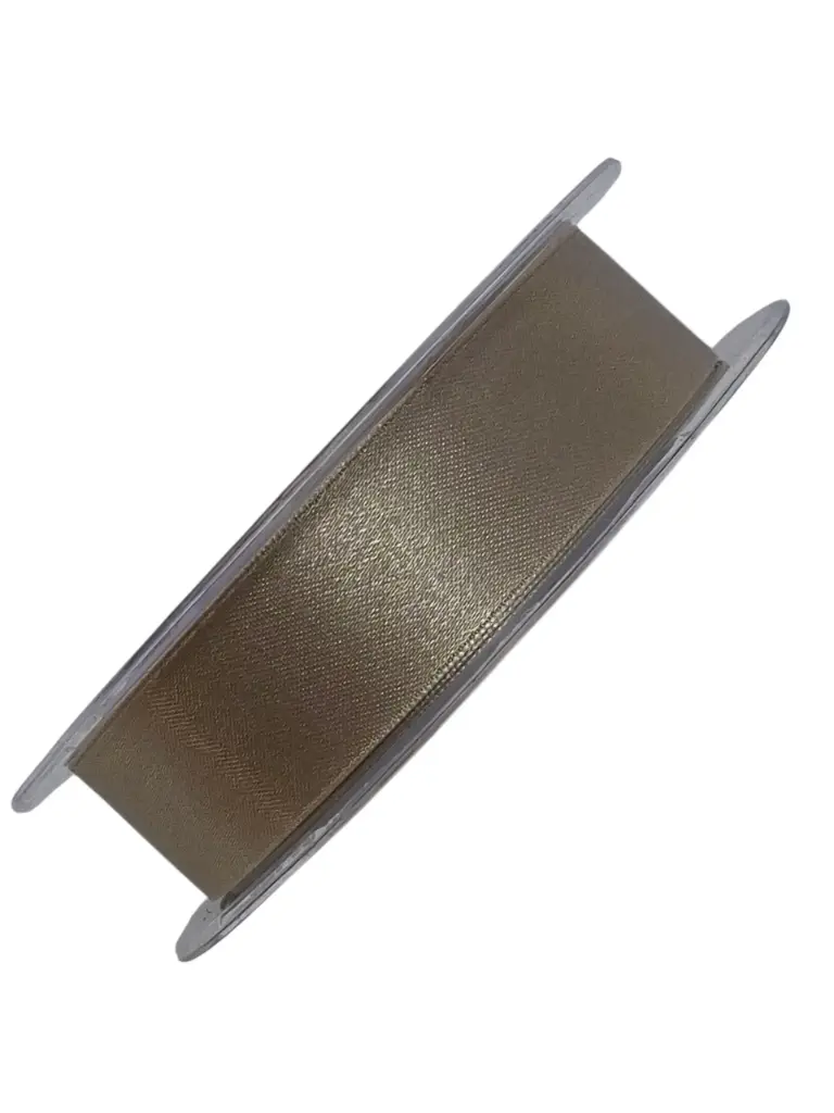 Dubbelsatijn lint 000 Taupe 25 mm rol 25 meter