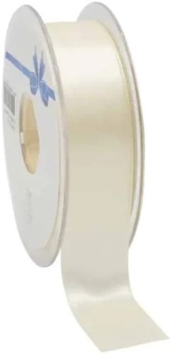 Dubbelsatijn lint Ivoor Champagne 25 mm rol 25 meter