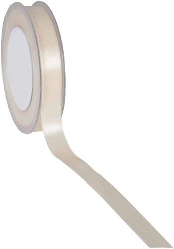 Dubbelsatijn lint Ivoor Champagne 15 mm rol 25 meter