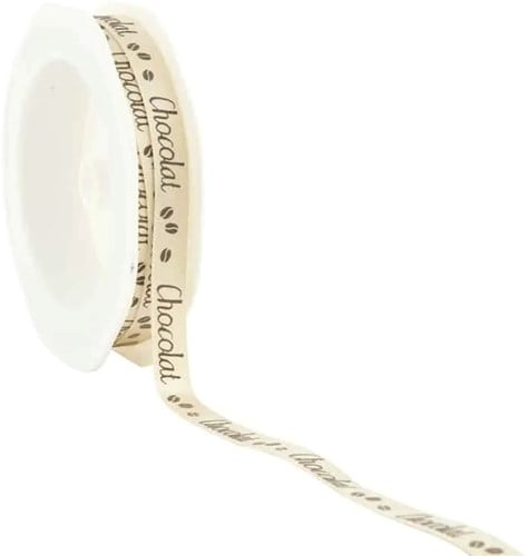 Enkelzijdig Satijn lint Chocolat 02 Champagne 10 mm rol 25 meter