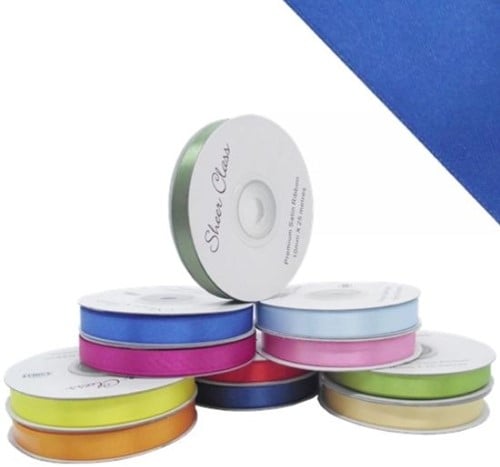 Satijnlint Dubbelsatijn Antennelint Royalblue Koningsblauw 10 mm rol 25 meter