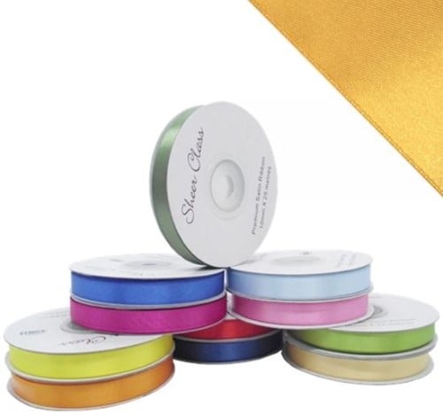 Satijnlint Dubbelsatijn Antennelint Rich Cream New Goud 16 mm rol 25 meter