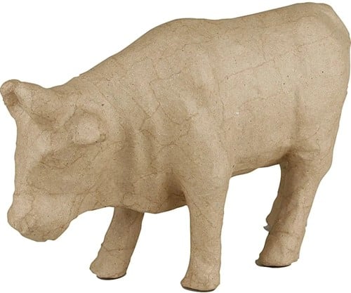 Papiermaché Koe 23×15 cm leuk model om te beschilderen of plakken