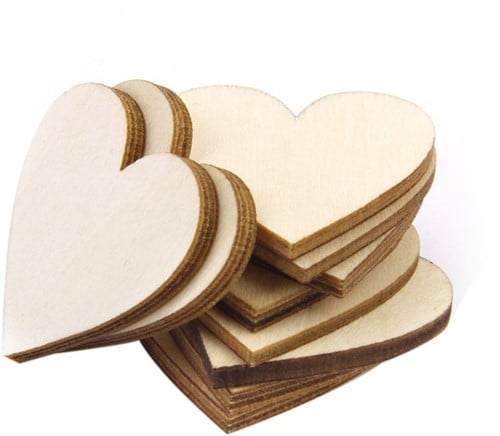 Houten harten Hartjes 4 cm ca. 50 stuks zak