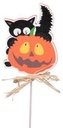 Bijsteker Halloween hout Kat en pompoen Oranje/Zwart ca. 6x7,5 cm pak 10