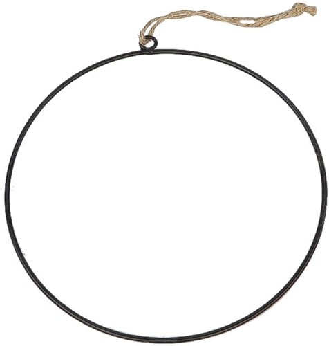 Metalen ring Hula Hoop Floral Dia 40 cm incl touw 58 cm hoog 