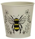 Bloemenpot Metal Flowerpot Bee bij en bloemetjes
