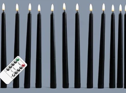 LED Kaarsen Ledcandle Warmwit met afstandsbediening timer Zwart 12 stuks