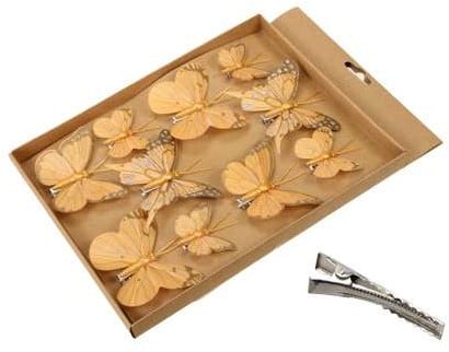 Vlinders Mengsel Goud 10 stuks met clip