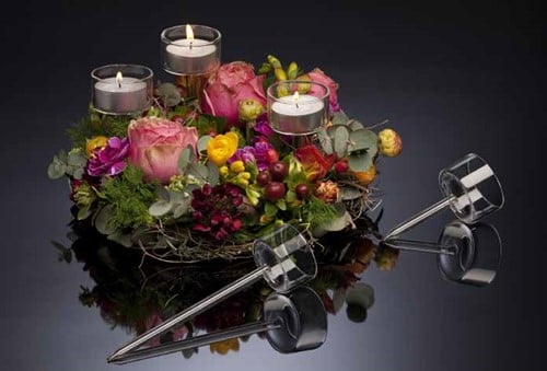 Stick glazen waxinehouder hoog origineel 20 cm