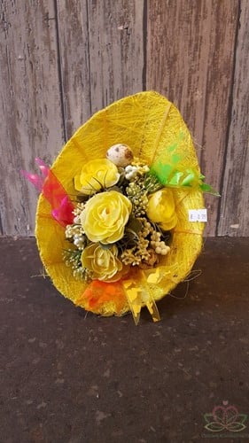 Boekethouder Eivorm Egg shape Sisal Deco-line Geel 23x17 cm