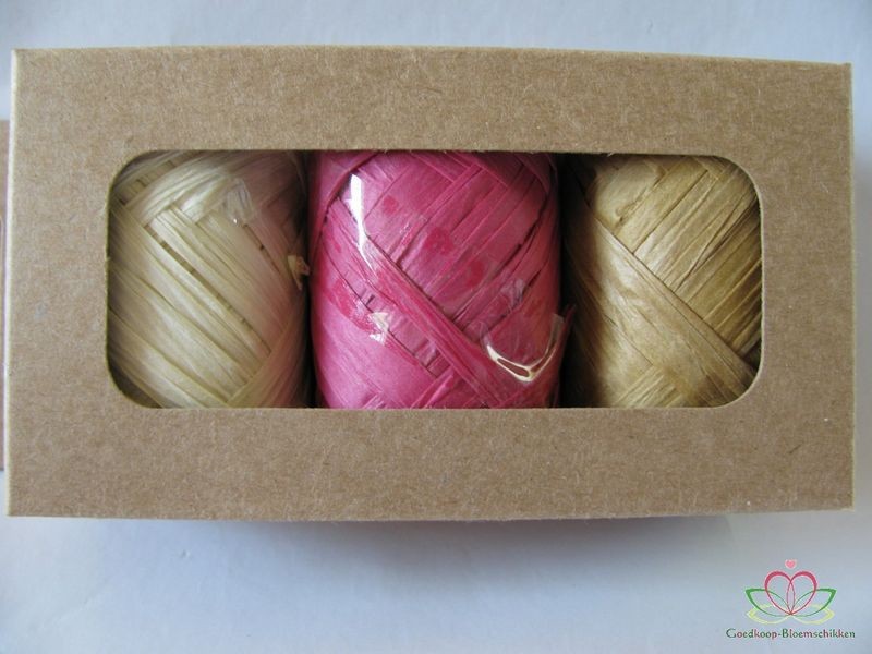 Raffia mix doosje 3 kleuren 93002-007-3 Bruin Groen Naturel