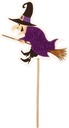 Bijsteker Halloween Heks Paars hout vilt 8x8.5 cm