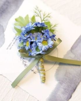 Luxe Corsage Vergeet me nietjes Boutonnière op pinclip met speld