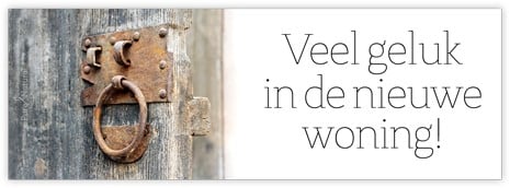 Bloemenkaartje Veel geluk in de nieuwe woning! kaartje voor bloemstukken en boeketten