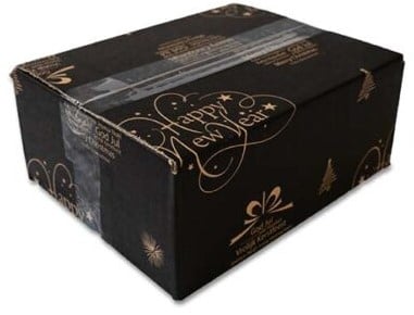 Kerstdoos L Kerstpostdoos Zwart-Bruin strik enkel golf 400x300x120 mm