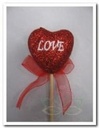Hart bijsteker Rood glitter Love strik per stuk
