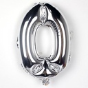 Folieballon met stok Cijfer 0 Zilver 34 cm