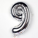 Folieballon met stok Cijfer 8 Zilver 34 cm