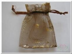 Cadeauzakje giftbag Organza Golden Butterfly Brown Goud 7x9 cm