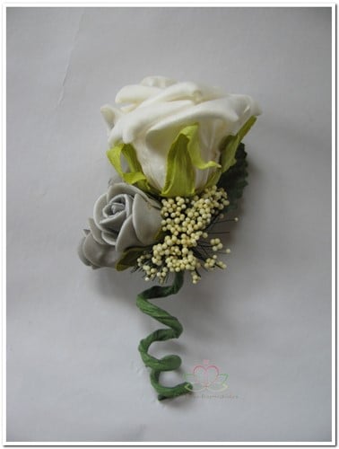 Corsage Roos CremeWit + Grijs CPR129 Maatwerk