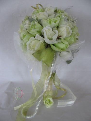 Bruidsboeket Zijdenrozen Luxe 1031 Frisgroen