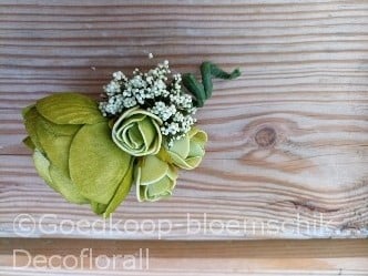 Corsage Ranonkel CRR 923 MosGroen Olijf Creme Maatwerk