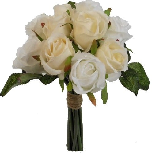 Budget boeket Handgebonden Zijden 26 cm Ivory&Cream Low Budget Boeket Rozen