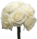 Low Budget Handgebonden Boeket Zijden Roos Ivory ca. 8–9 stuks