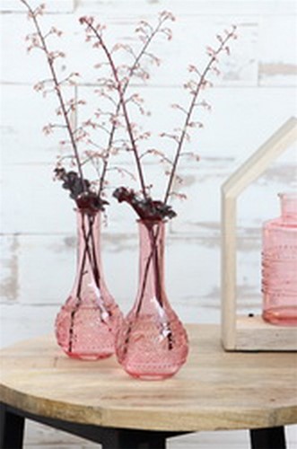 Gekleurd Glazen Flesje Paris Soft Roze Ø7,5 cm H15,8 cm per stuk