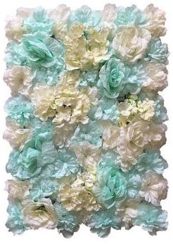 Flowerwall 40x60 cm Zeegroen Lichtblauw Aqua Rozen en Hortensia kleurnr 5 combineren met kleur 19