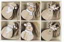 Houten hangers figuurtjes met touw Kerst Winter 5.5 cm doos 24 stuks