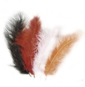 Donsveertjes Bruintinten 10-15 cm zakje 15 stuks