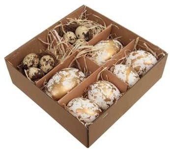 Eieren met decoratie Wit Goud 6 kippen 6 kwarteleieren leeggeblazen voor decoratie doos 12 stuks