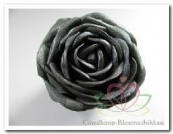 Foamroos Antraciet Zwart Glitter 7 cm