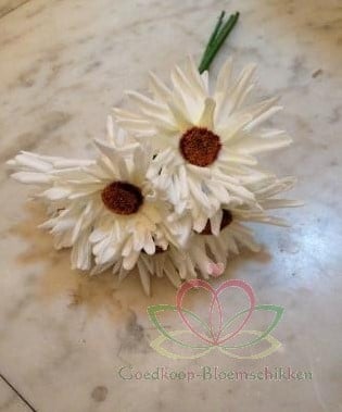 Aster Gerbera Crème Wit Foambloem Bundel 5 stuks