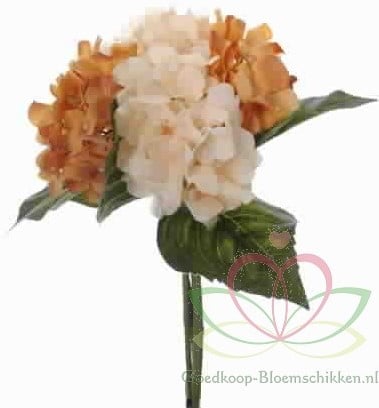 Hortensia Hydrangea Boeketje Amber Zijdenbloem 5 stuks