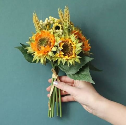 Boeketje Zonnebloemen Zijden Kunstbloem