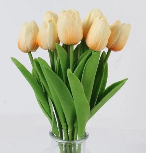 Tulpen Champagne Real Touch Foam 33 cm Bundel ca. 10 stuks