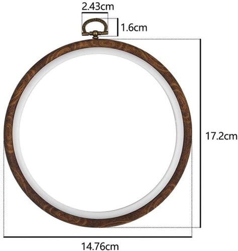 Brocante Houten Borduurring Rond met stelschroef 17 cm per stuk