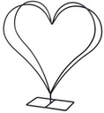 Metalen frame Hart 3D op voet 43x45 cm per stuk