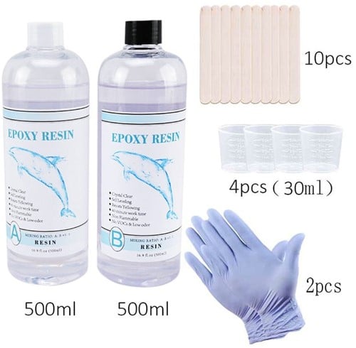 Epoxy giethars kit met maatbekers, roerstaafjes en siliconen handschoenen 1:1 clear epoxy resin crystal clear art resin