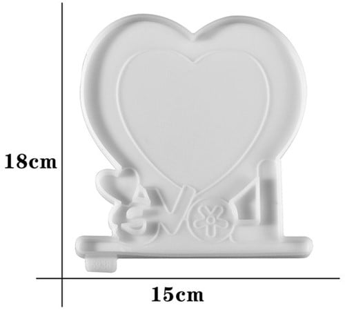 Siliconenmal Fotolijstje Love met hartje Epoxy resin 16 cm per stuk