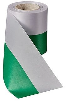 Lint Groen Witte vlag met Gouden opdruk 100 mm 80 cm 