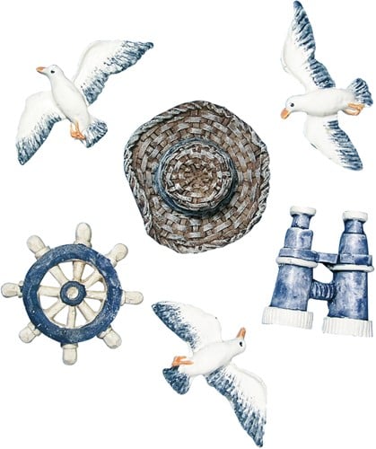 [A-011974] Polyresin Wrakhout Zakje 3 stuks Maritiem 2-4 cm